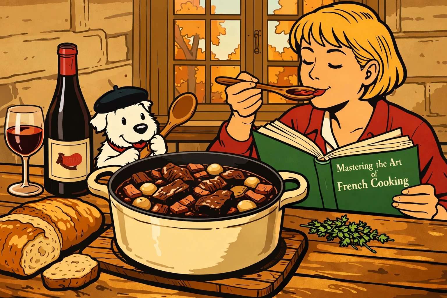 Bœuf Bourguignon — Geschmortes Rindfleisch in Rotwein, Ligne Claire