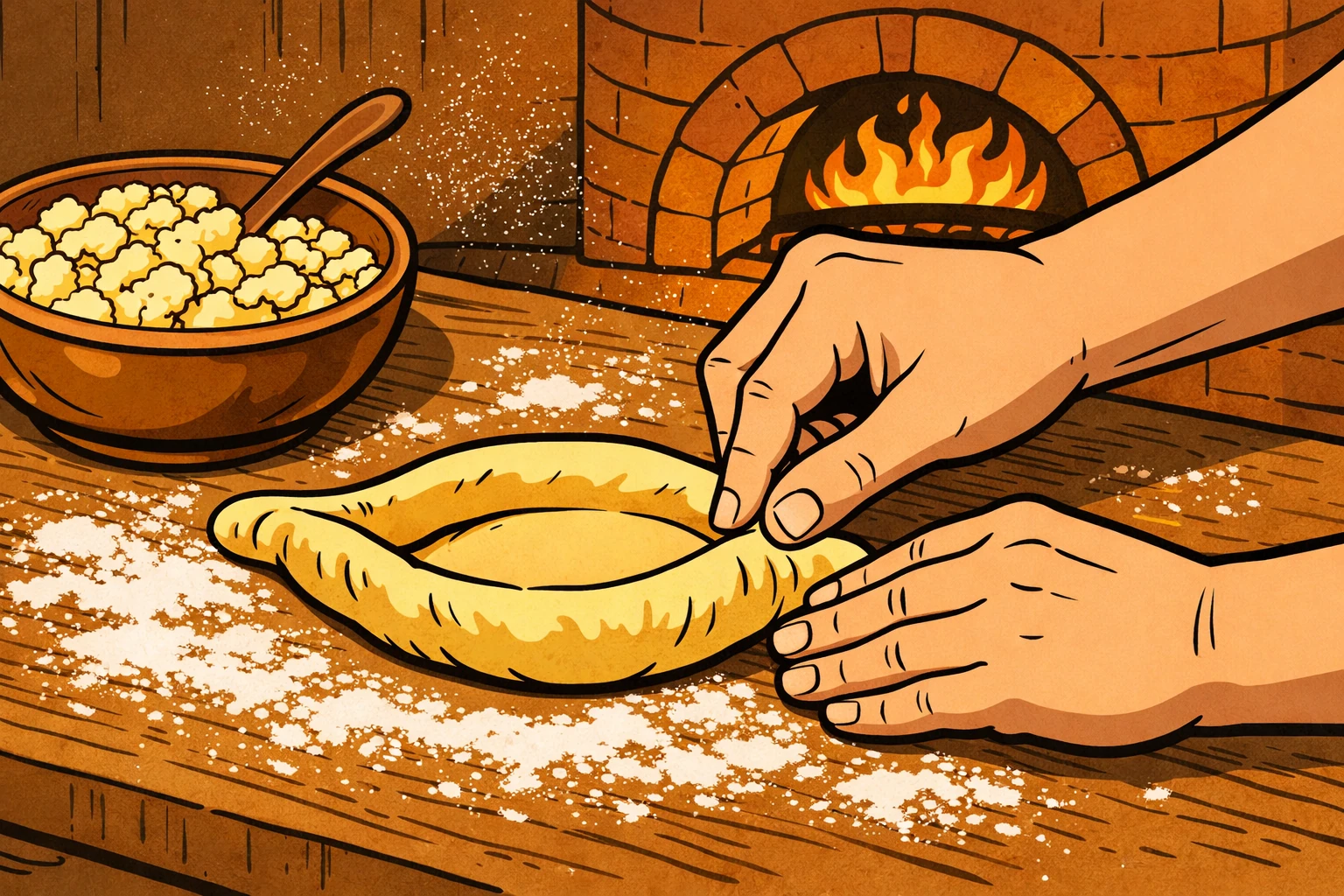 Sulguni-Käse und georgische Zutaten, Ligne Claire