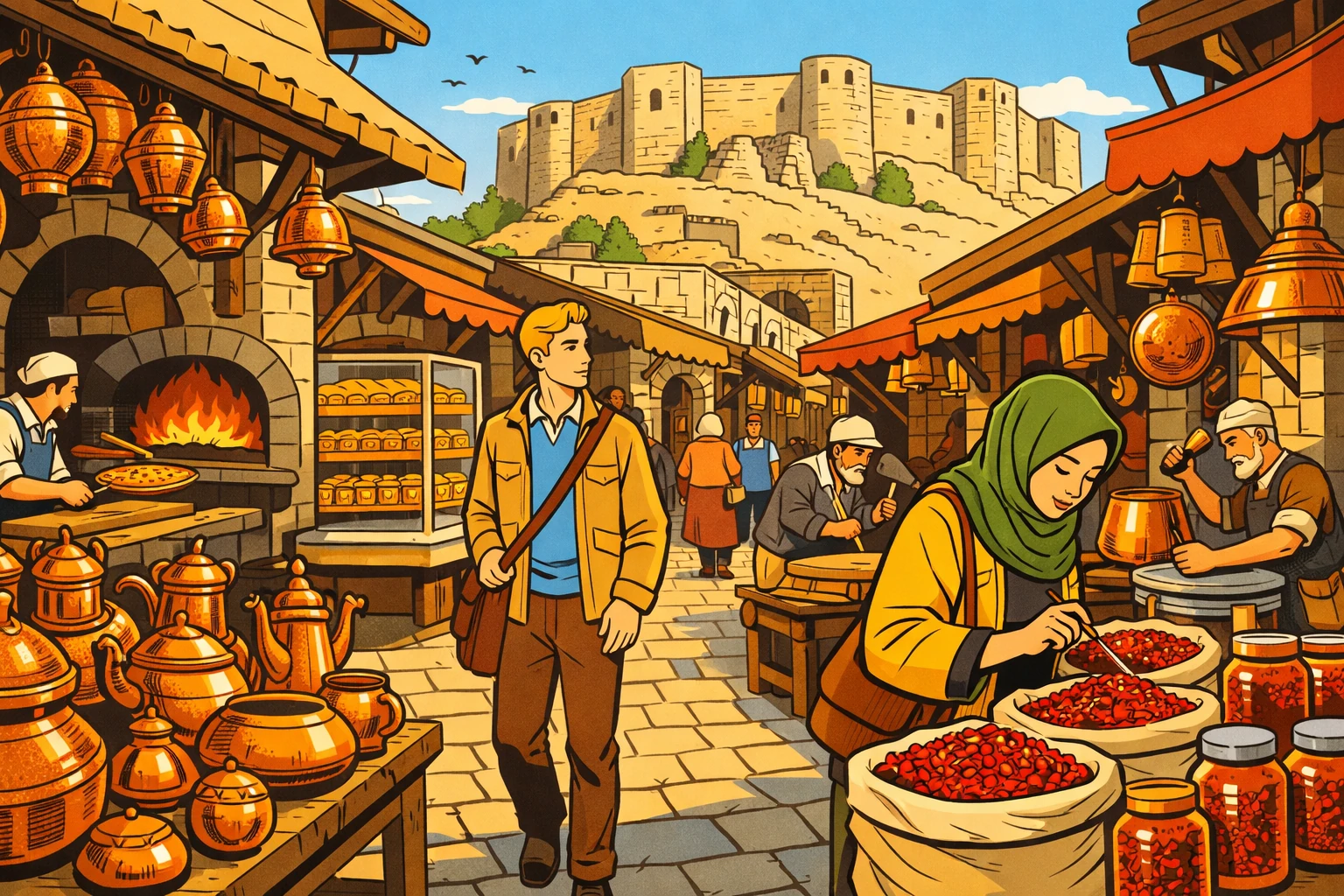 Gaziantep Altstadt, Kupferschmiede, Gewürzbasare, Ligne Claire